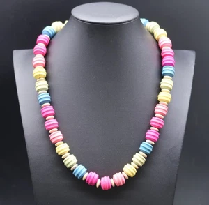 Vtg Rainbow Pastel Beaded Necklace Lovely 23" - Picture 1 of 13