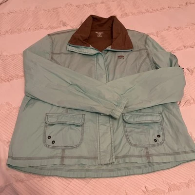 Chaqueta deportiva grande Oleg Cassini vintage años 90 verde menta/marrón Foto 1 de 4