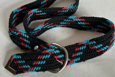34” Western Belt Braided Nylon Cord Black Turquoise & Red - Image 1 of 4