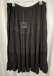 APOSTROPHE NWT Women's Size XL (18-20) Black Tiered Midi Pull On Skirt - Picture 1 of 7