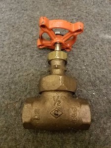 STOCKHAM 1/2" FIG. B-22T RISING STEM THREADED ENDS PTFE DISC BRONZE GLOBE VALVE