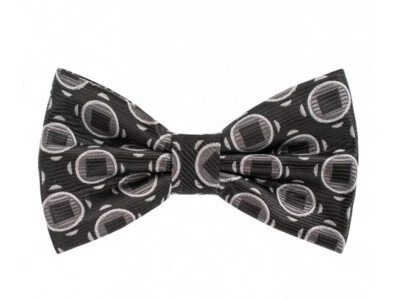 Hombres Microfibra Pre-atado Pajarita y Pañuelo Negro Gris Lunares Cuadrado Boda Formal Foto 1 de 4