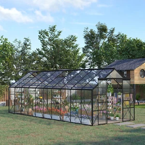 20' x 8' Polycarbonate Walk-in Garden Greenhouse Kit w/ Sliding Door, Clear - Picture 1 of 11