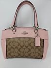 🌟🌷Coach Brooke Leather Carryall Bag In Khaki & Pink *AUTHENTIC*