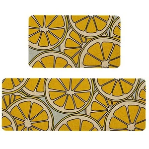 ® Yellow Lemon Decorative Kitchen Mats Set of 2 Anti Fatigue Waterproof Stain... - Picture 1 of 7