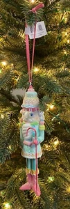 Juego de 6 caña de cascanueces de 6" Diamantes de diciembre/rosa y verde - Imagen 1 de 2