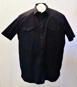 Para hombre #26 Claiborne SS, mezcla algodón, bolsillos dobles, camisa negra, talla 2XTL - Imagen 1 de 4