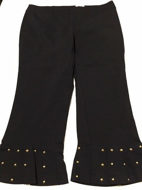 Inc Womens Black Ponte Studded Ruffled Hem Capri Pants Plus 18w BHFO 0497
