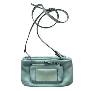 Simply Vera Wang Small Light Blue Leather Zip Pocket Convertible Crossbody Bag - Picture 1 of 12