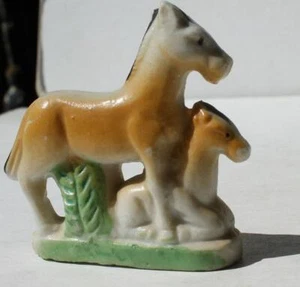 Horse Figurine Double Horse Mommy Pony Ceramic Porcelain Hand Painted Figurine - - Picture 1 of 1
