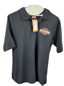 New HARLEY-DAVIDSON Men's Size Small Black Polo Shirt Logo Little Rock AR - Picture 1 of 6