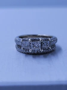 14k white gold double diamond ring size 5.5 - Picture 1 of 17