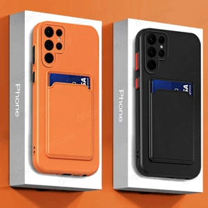 Kartenfach Hülle für Samsung S25 Edge S24 Ultra S23 S22 S21 Stoßfest Soft Cover - Bild 1 von 23