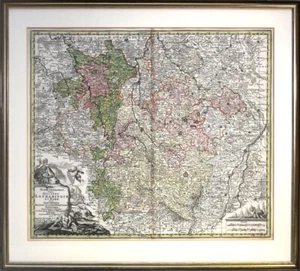 Seutter, Mappa Geographica...Ducatus Lotharingiae. [altkol. Kupferstich, gerahmt - Bild 1 von 3