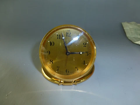 IMHOF TRAVEL CLOCK 8 DAY MADE IN SWITZERLAND IN LEATHER CASE + CERTIFICATE Cover