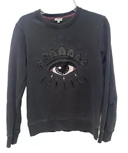 Black KENZO Paris Embroidered 'Eye' Cotton Blend Unisex Sweatshirt - Small - Picture 1 of 7