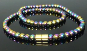 COLLAR MAGNÉTICO DE HEMATITA ARCO IRIS CUENTAS DE 6 mm - Imagen 1 de 9