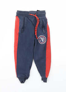 H&M Boys Blue 100% Cotton Jogger Trousers Size 2-3 Years Regular