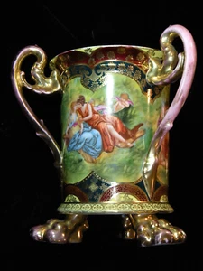 Vintage Imitation Royal Vienna 7 Inch, 3-Footed Gilt Loving Cup - Picture 1 of 16