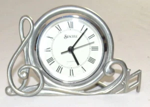 Seagull Canada Pewter 5.1/4 x 3.1/2 inch Clock Holder with Music Clefs - Picture 1 of 2