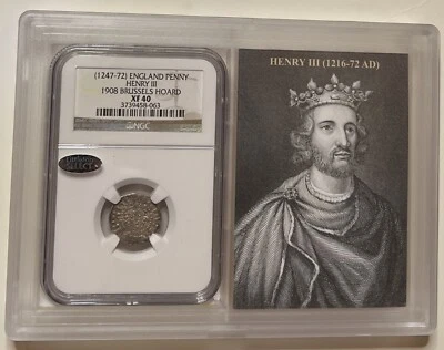 1247-72 England Penny Henry III 1908 Brussels Hoard NGC XF 40 Littleton Select - Image 1 of 2
