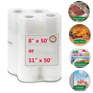 4 rollos bolsas de almacenamiento sellador al vacío 8""x50'/11""x50' sello de alimentos 4 mil gran ahorro - Imagen 1 de 14