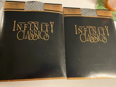 2 Pair Designer Infinity Fishnet Pantyhose In Pkg  Black  Size C-D - Image 1 of 3