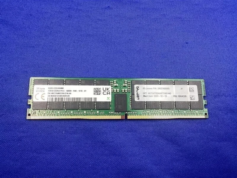 03GX339 LENOVO 128GB DDR5-4800 / PC5-38400 RDIMM MEMORY 4X77A81443, 4X77A77034 - Image 1 of 1