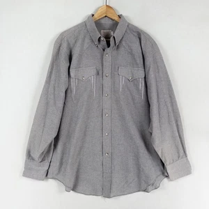 Vtg H Bar C Ranchwear Shirt Mens 17.5 35 Gray Button Long Tail Western READ - Picture 1 of 10