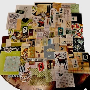 100+ Vintage Modern Junk Journal Collage Ephemera Paper Green Theme Mixed Media - Picture 1 of 9