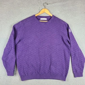 Holderness Bourne Sweater Mens XL Purple Quilted Heathered Ward Golf Pullover - Picture 1 of 8