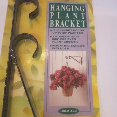 Suporte de planta suspenso VINTAGE NOS (16" preto) gancho alimentador de plantas/pássaros cabide - Imagem 1 de 4