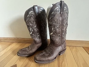 Stivali da donna rustici in pelle marrone J.B DILLON JBR6093 Avens Western cowgirl taglia 8B - Foto 1 di 8
