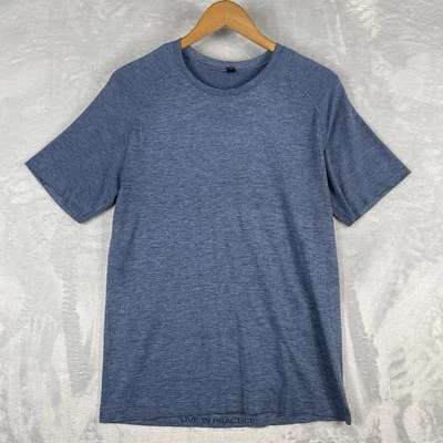 Lululemon Shirt Mens Medium Blue Metal Vent Running Activewear Live in Practice - Image 1 of 4