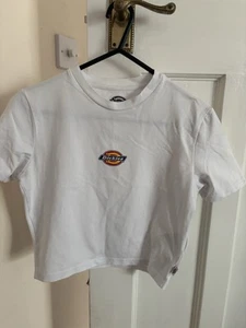 Dickies Ladies / teens half Top / t-shirt white cotton overlay Size S - Picture 1 of 10