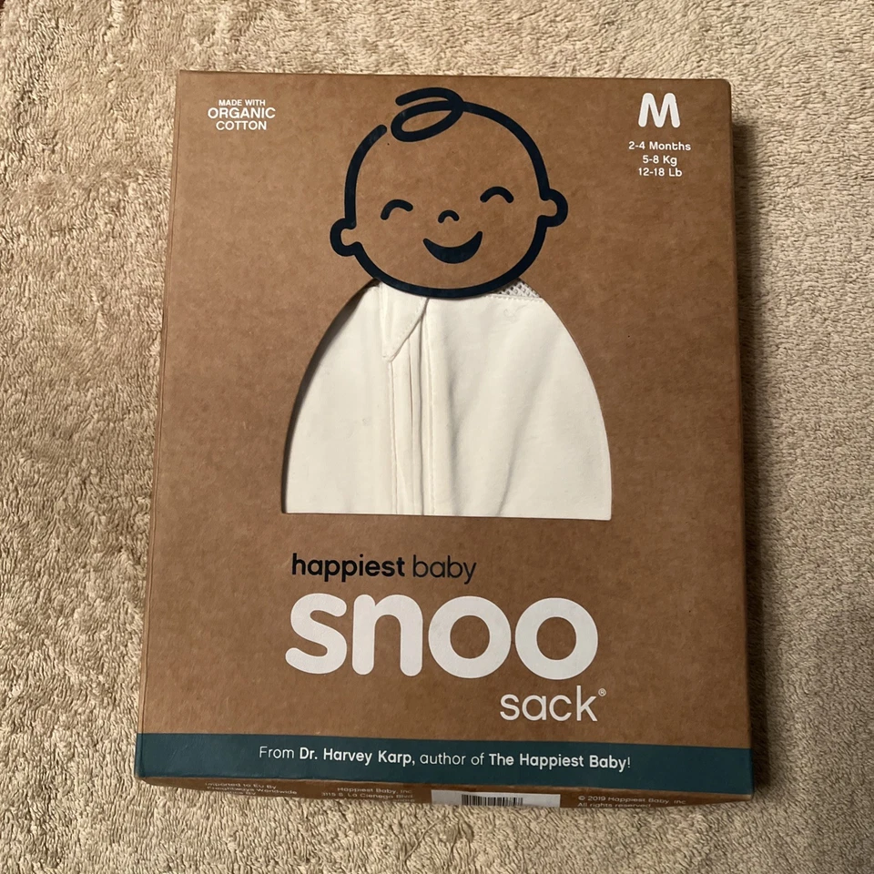 Happiest Baby Snoo Sleep Sack Size Medium 2-4 Months 12-18lbs Cream Color