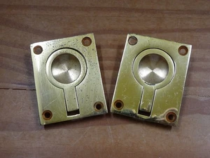 Pair of cast brass lifting rings, drawer pulls, 60 x 50cm. Used. - Bild 1 von 3