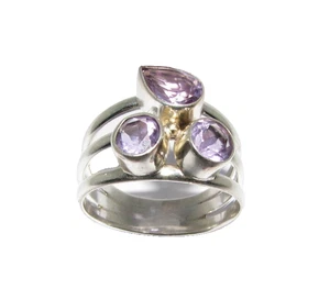 Señoras Mujer Plata Púrpura Piedra Anillo Reino Unido Talla U - Imagen 1 de 7