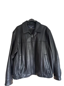 Dockers Giacca Bomber Uomo Nero 100% Morbida Pelle di Agnello Taglia XL - Foto 1 di 20
