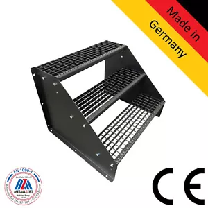 Standtreppe freistehend Treppe 3 Stufen ganz schwarz, 60 - 160 cm B, 63 cm H - Bild 1 von 2