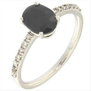 Anello Donna Oro Bianco 18 kt P051 con Pietra Preziosa Zaffiro 1.50ct e Diamanti - Imagen 1 de 5