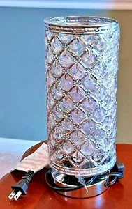 Silver Metal Cylindrical crystal electric lamps PAIR - Picture 1 of 4