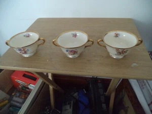 3 Floral Bouquet by Gordon Belleek Footed 2 HANDLED Tea cups SHOWN - Picture 1 of 5