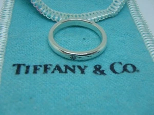 Tiffany & Co. Sterling Silver Diamond Stacking Ring size 4.5 - Picture 1 of 7