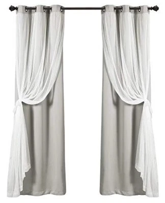 Set of 2 (95" x 38") Grommet Top Sheer Panels with Insulated Blackout Lining - Image 1 of 3