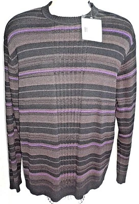 Suéter Claiborne Para Hombre Talla L Negro Púrpura Seda Nylon Lana Cuello Redondo Manga Larga Foto 1 de 4