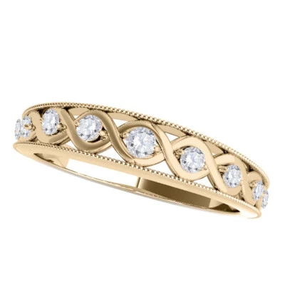 Brilliant Cut 0.20CT Natural Diamond Wedding Band In Solid 10K Yellow Gold - Image 1 of 4