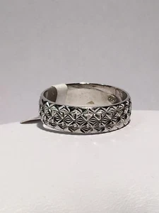 Sterling Silver Fancy Diamond Cut Band Wedding Band 925 Size 11  - Picture 1 of 4