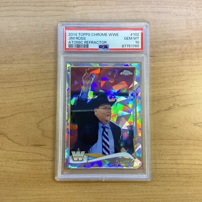 2014 Topps Chrome WWE Jim Ross Atomic Refractor Cracked Ice #102 PSA 10 POP 1 - Image 1 of 2