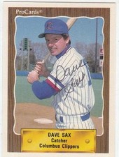 DAVE SAX Autographed Signed 1990 Columbus Clippers card New York Yankees